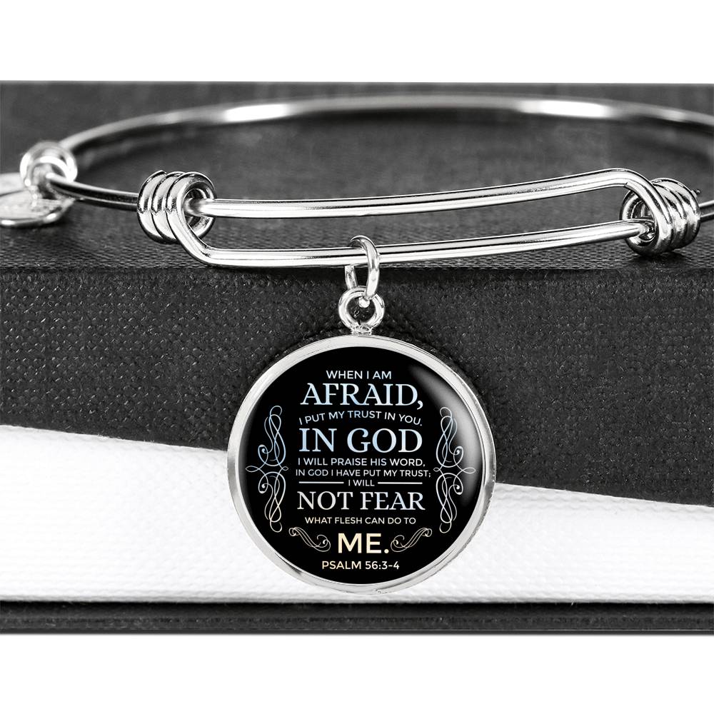 Trust In God Stainless Steel or 18k Gold Circle Bangle Bracelet - Express Your Love Gifts
