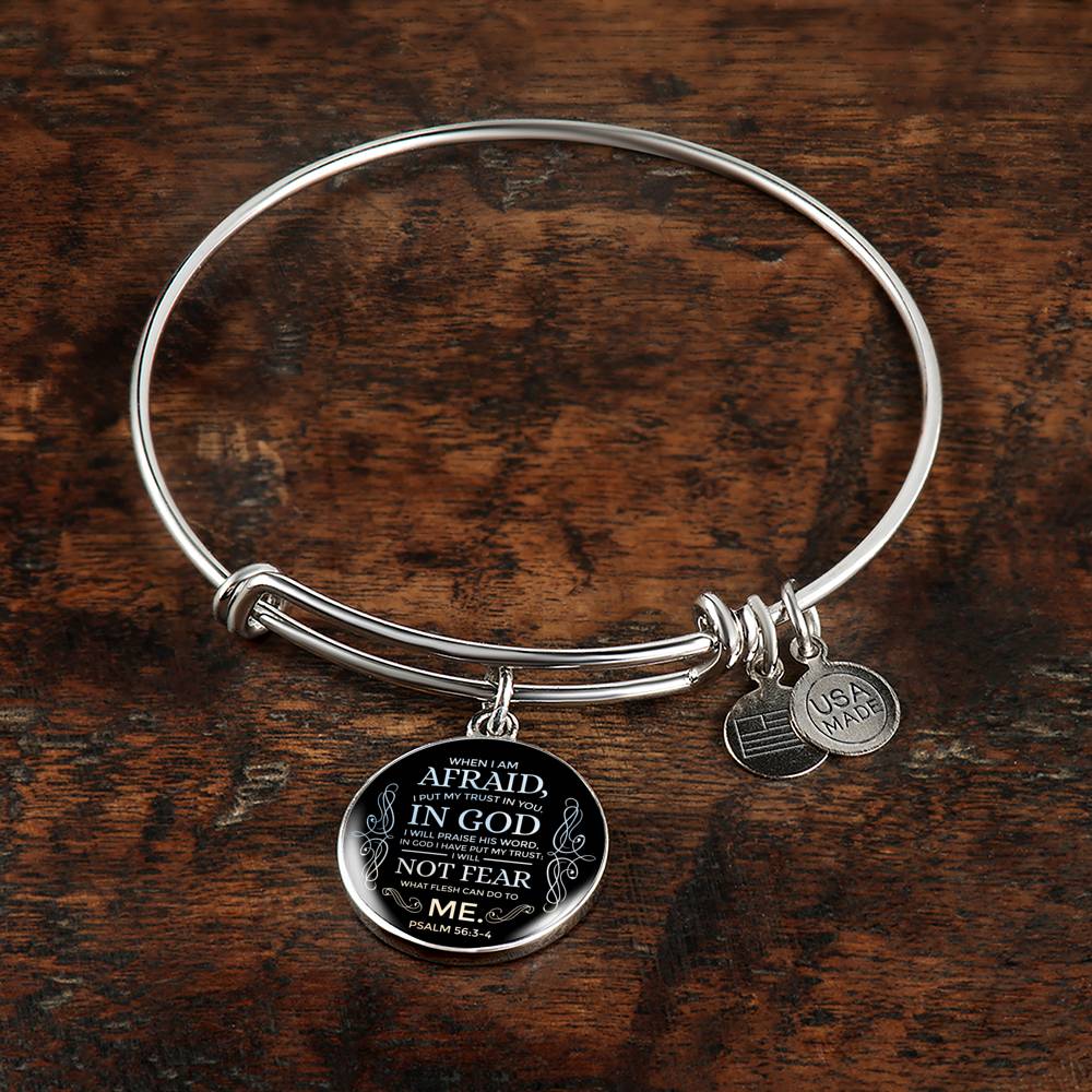 Trust In God Stainless Steel or 18k Gold Circle Bangle Bracelet - Express Your Love Gifts