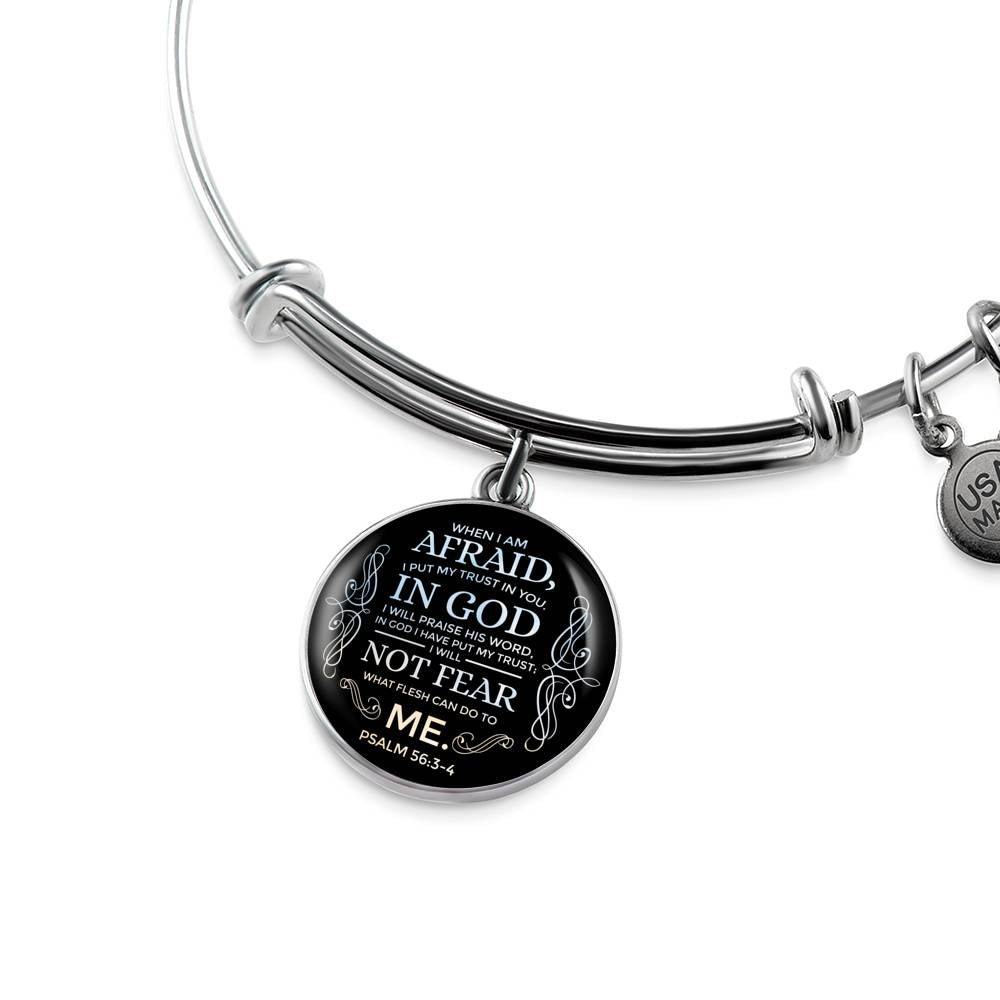 Trust In God Stainless Steel or 18k Gold Circle Bangle Bracelet - Express Your Love Gifts