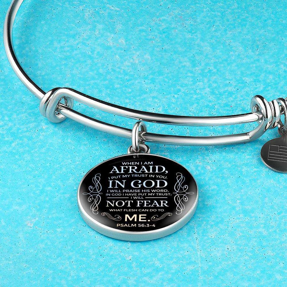 Trust In God Stainless Steel or 18k Gold Circle Bangle Bracelet - Express Your Love Gifts