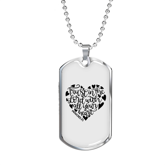 Trust In Lord Christian Necklace Stainless Steel or 18k Gold Dog Tag 24" Chain-Express Your Love Gifts