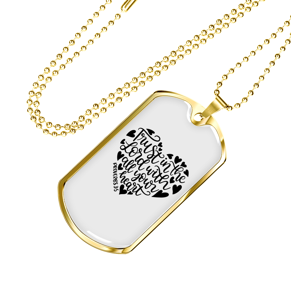 Trust In Lord Christian Necklace Stainless Steel or 18k Gold Dog Tag 24" Chain-Express Your Love Gifts