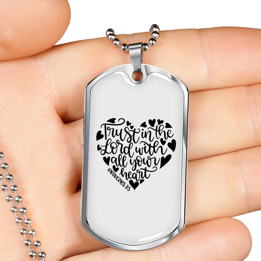 Trust In Lord Christian Necklace Stainless Steel or 18k Gold Dog Tag 24" Chain-Express Your Love Gifts