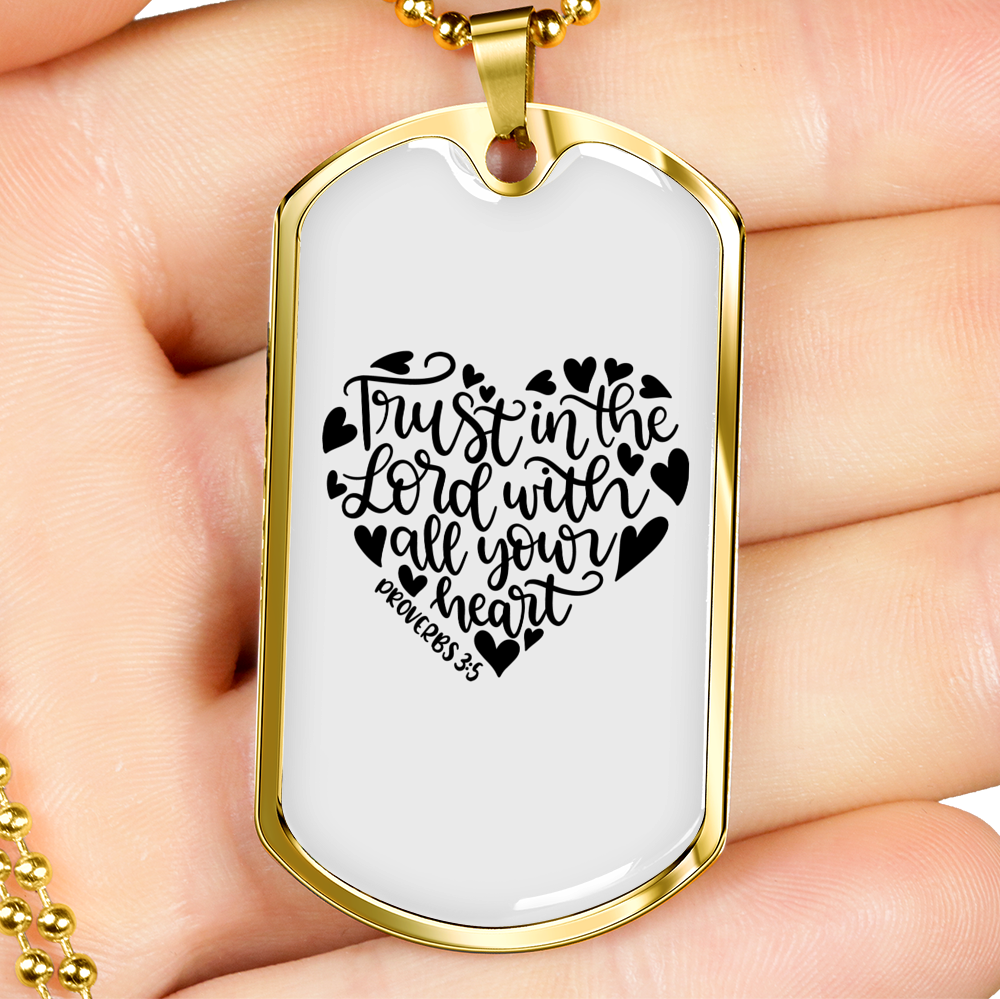 Trust In Lord Christian Necklace Stainless Steel or 18k Gold Dog Tag 24" Chain-Express Your Love Gifts