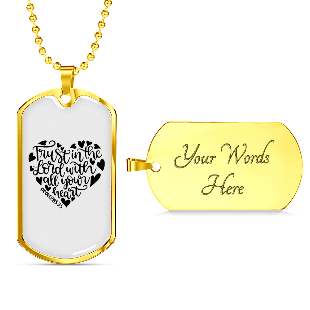 Trust In Lord Christian Necklace Stainless Steel or 18k Gold Dog Tag 24" Chain-Express Your Love Gifts