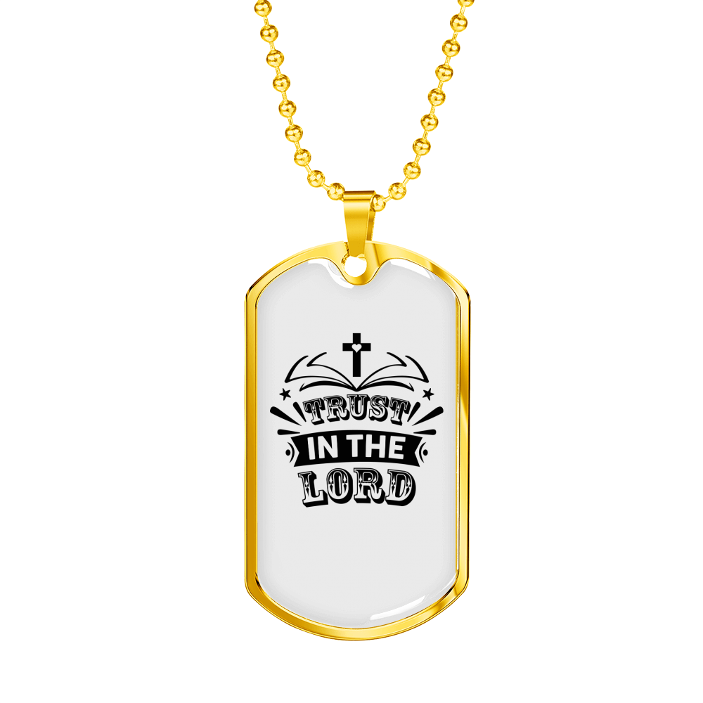 Trust In The Lord Cross Heart Christian Necklace Stainless Steel or 18k Gold Dog Tag 24" Chain-Express Your Love Gifts
