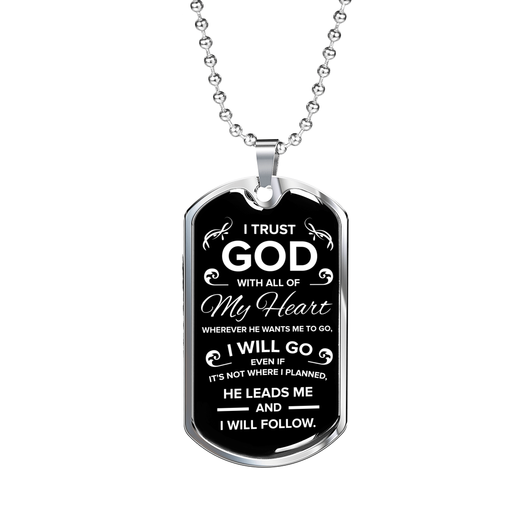 Trust In The Lord Necklace Stainless Steel or 18k Gold Dog Tag 24" Chain-Express Your Love Gifts