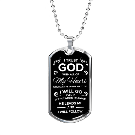 Trust In The Lord Necklace Stainless Steel or 18k Gold Dog Tag 24" Chain-Express Your Love Gifts