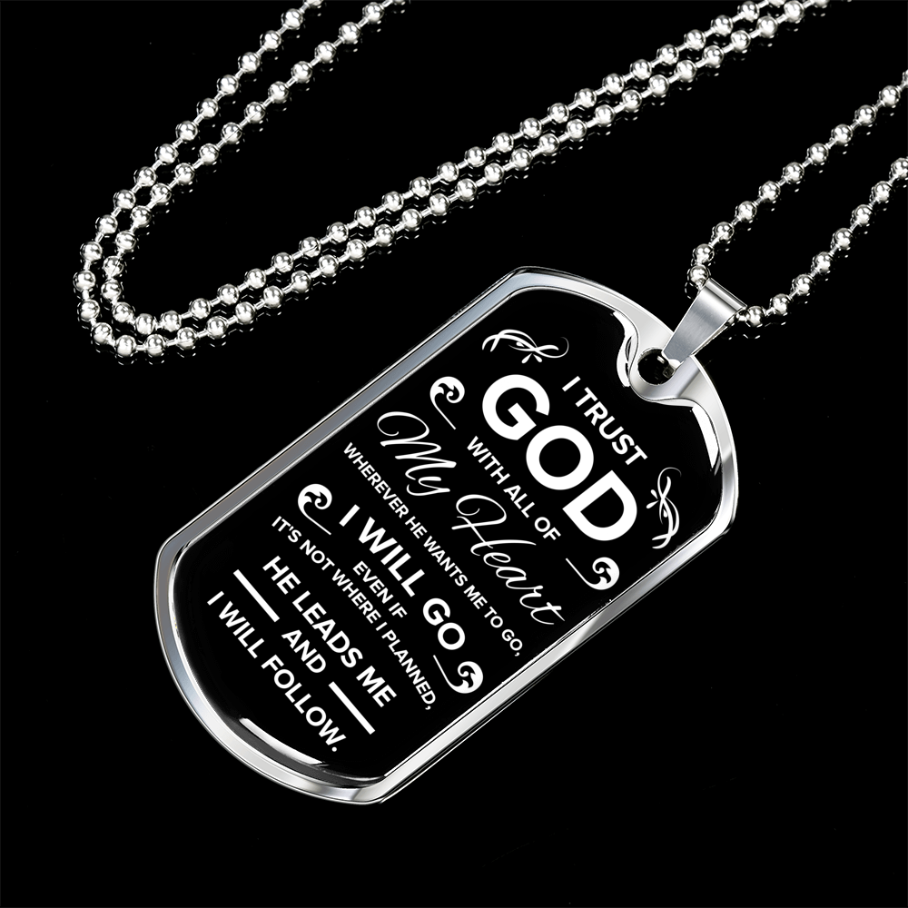 Trust In The Lord Necklace Stainless Steel or 18k Gold Dog Tag 24" Chain-Express Your Love Gifts