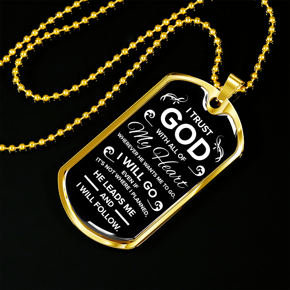 Trust In The Lord Necklace Stainless Steel or 18k Gold Dog Tag 24" Chain-Express Your Love Gifts