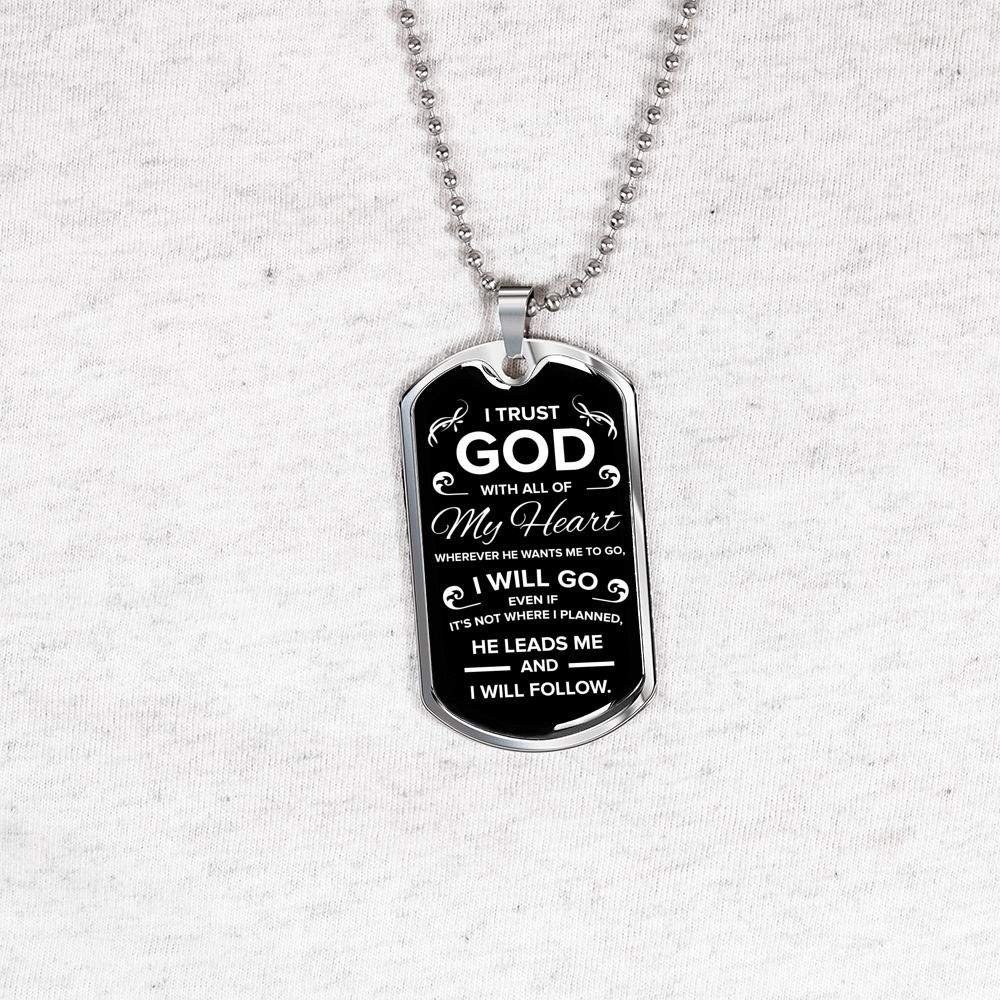 Trust In The Lord Necklace Stainless Steel or 18k Gold Dog Tag 24" Chain-Express Your Love Gifts