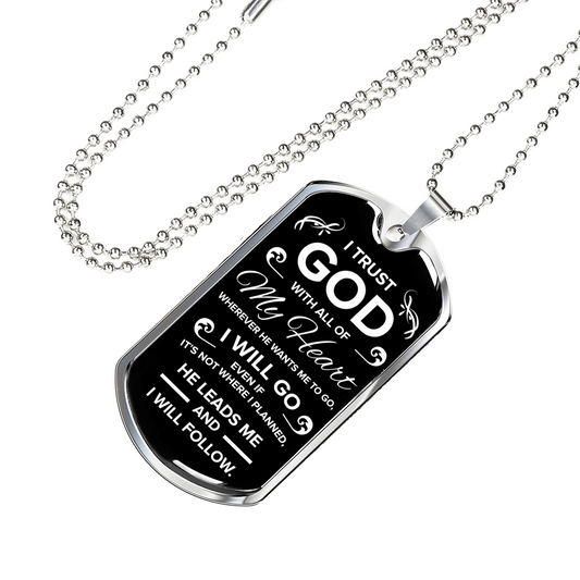 Trust in the Lord Necklace Stainless Steel or 18k Gold Dog Tag w 24" Chain