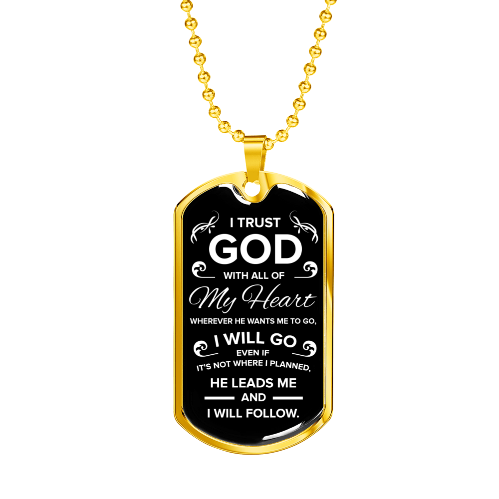 Trust In The Lord Necklace Stainless Steel or 18k Gold Dog Tag 24" Chain-Express Your Love Gifts