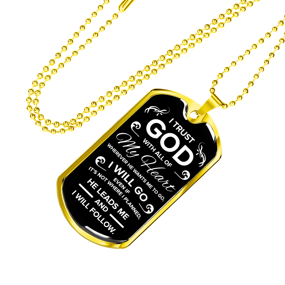 Trust In The Lord Necklace Stainless Steel or 18k Gold Dog Tag 24" Chain-Express Your Love Gifts