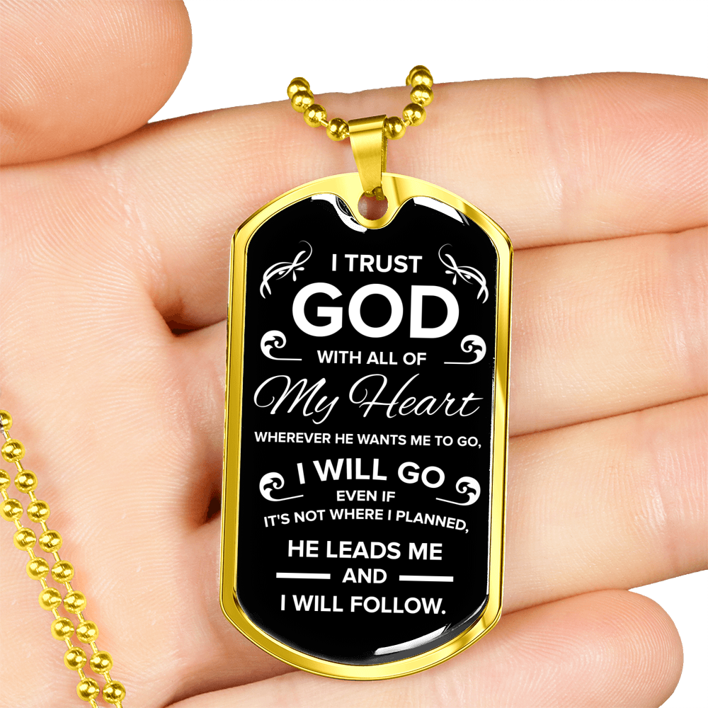 Trust In The Lord Necklace Stainless Steel or 18k Gold Dog Tag 24" Chain-Express Your Love Gifts