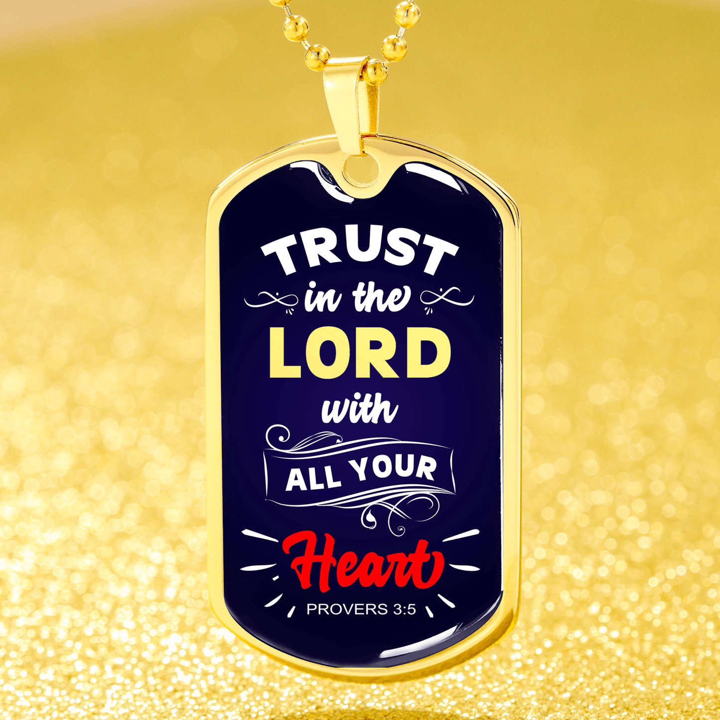 Trust In The Lord Proverbs Necklace Stainless Steel or 18k Gold Dog Tag 24" - Express Your Love Gifts
