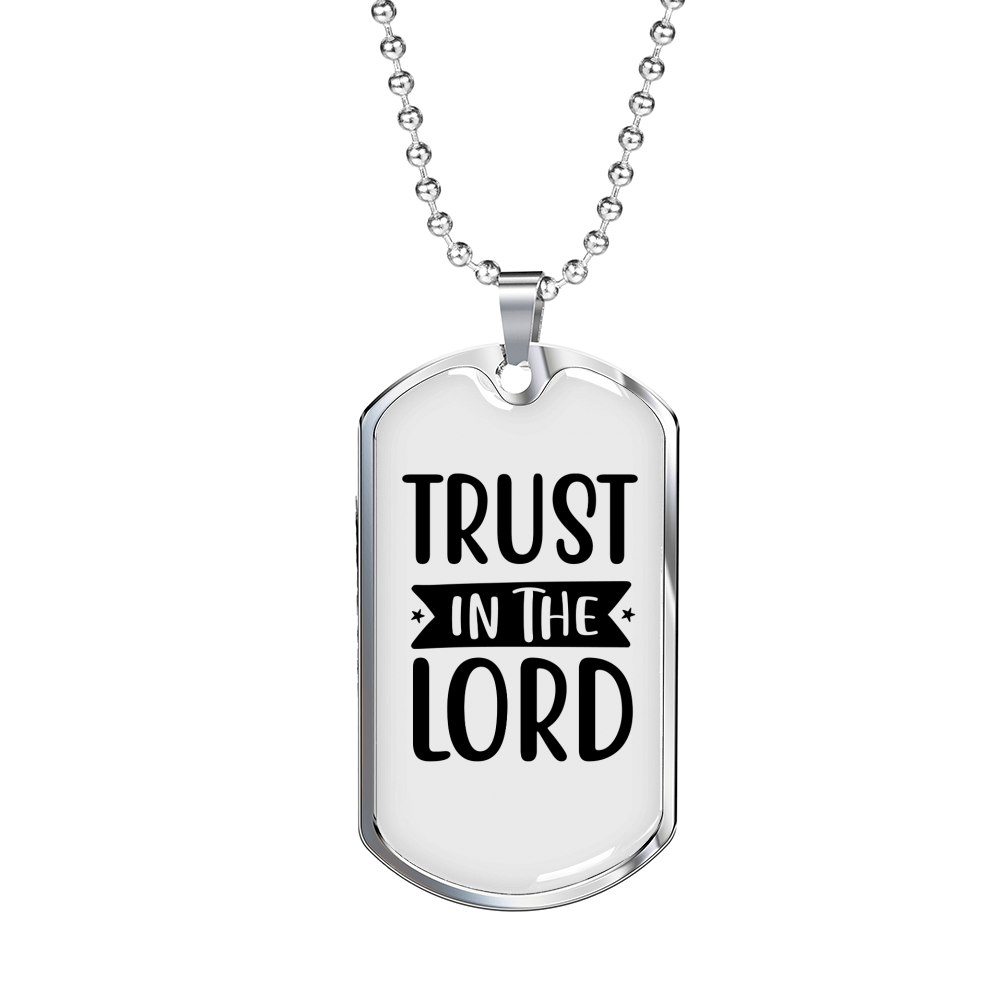 Trust In The Lord Stars Christian Necklace Stainless Steel or 18k Gold Dog Tag 24" Chain-Express Your Love Gifts