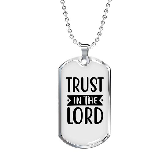 Trust In The Lord Stars Christian Necklace Stainless Steel or 18k Gold Dog Tag 24" Chain-Express Your Love Gifts