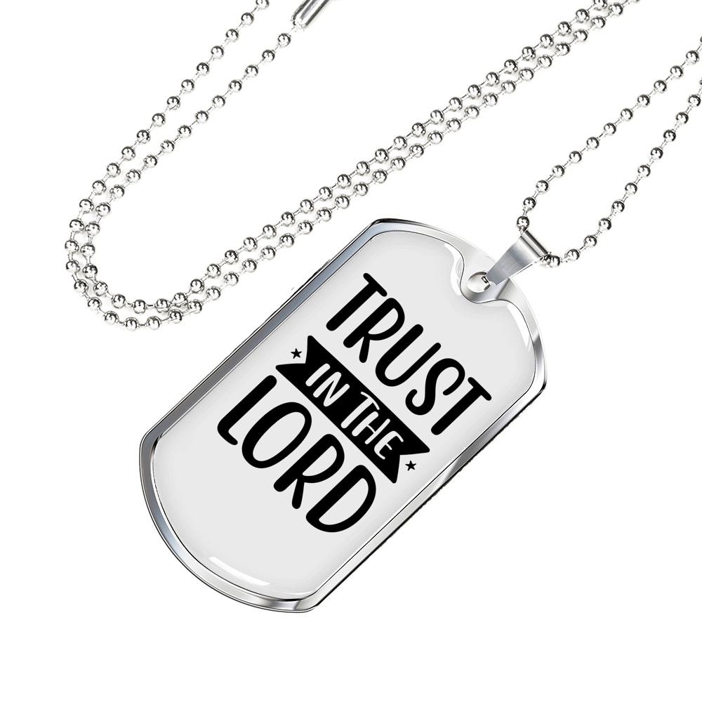 Trust In The Lord Stars Christian Necklace Stainless Steel or 18k Gold Dog Tag 24" Chain-Express Your Love Gifts