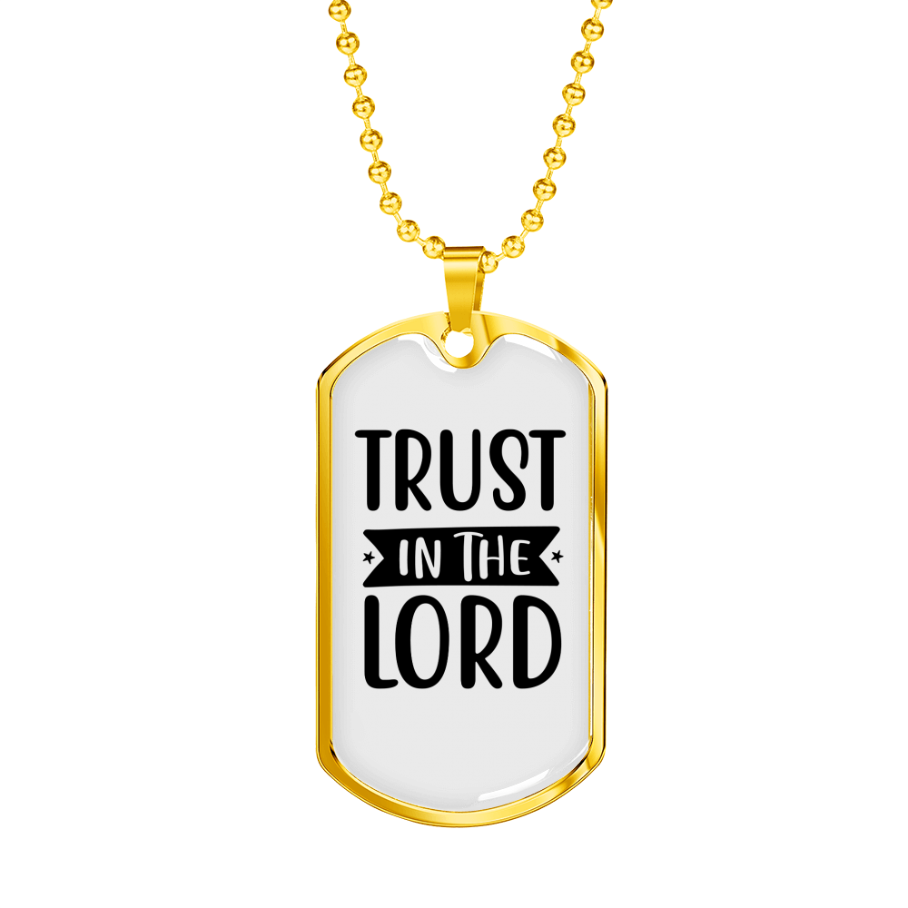 Trust In The Lord Stars Christian Necklace Stainless Steel or 18k Gold Dog Tag 24" Chain-Express Your Love Gifts