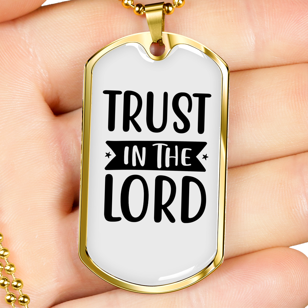 Trust In The Lord Stars Christian Necklace Stainless Steel or 18k Gold Dog Tag 24" Chain-Express Your Love Gifts