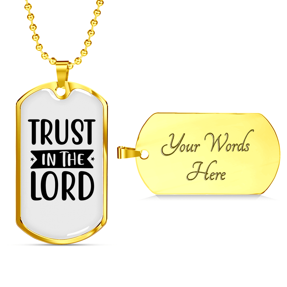 Trust In The Lord Stars Christian Necklace Stainless Steel or 18k Gold Dog Tag 24" Chain-Express Your Love Gifts