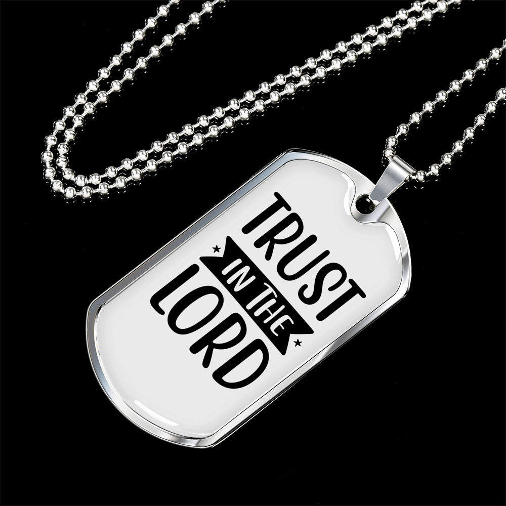 Trust In The Lord Stars Christian Necklace Stainless Steel or 18k Gold Dog Tag 24" Chain-Express Your Love Gifts
