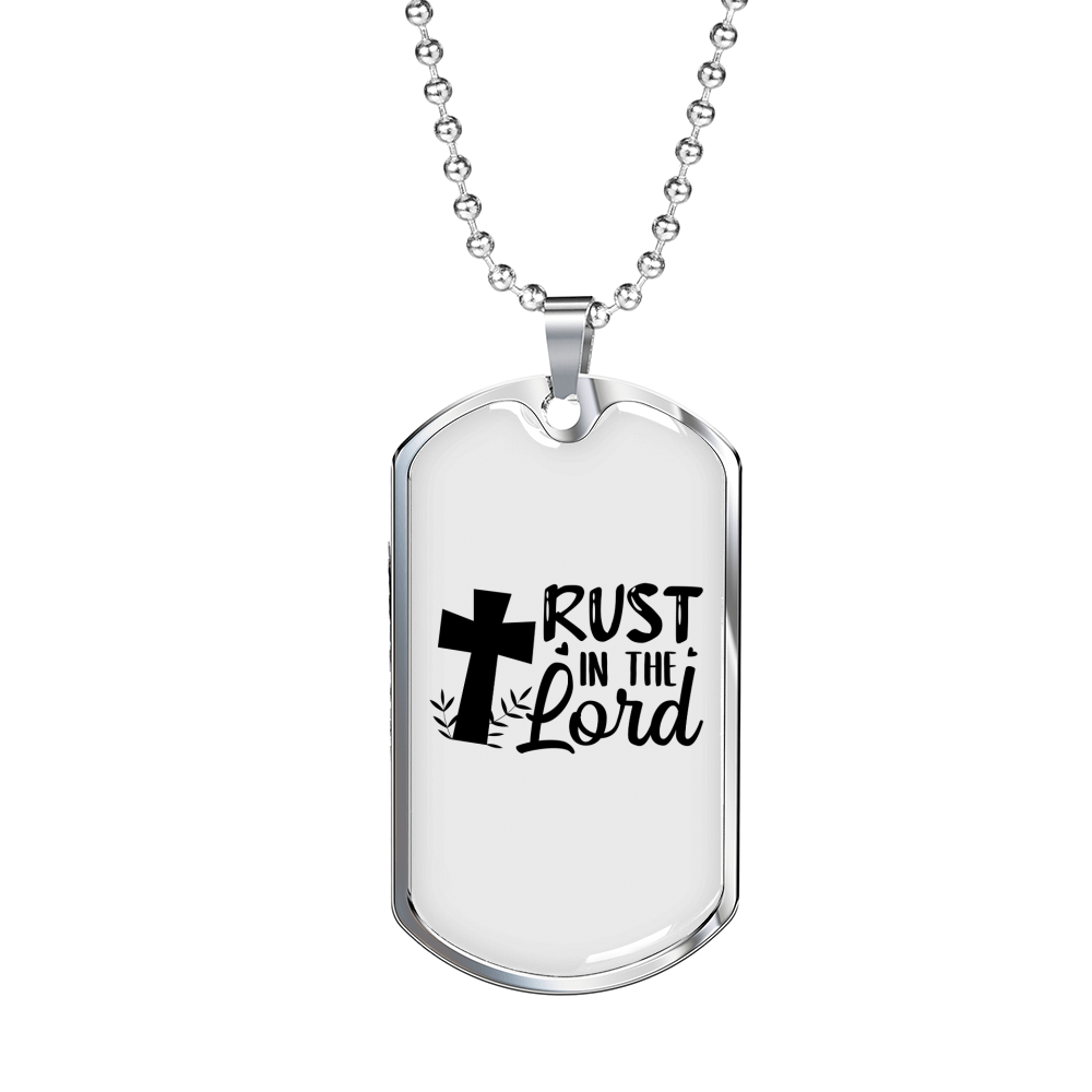 Trust The Lord Cross Christian Necklace Stainless Steel or 18k Gold Dog Tag 24" Chain-Express Your Love Gifts