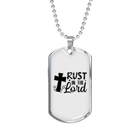 Trust The Lord Cross Christian Necklace Stainless Steel or 18k Gold Dog Tag 24" Chain-Express Your Love Gifts