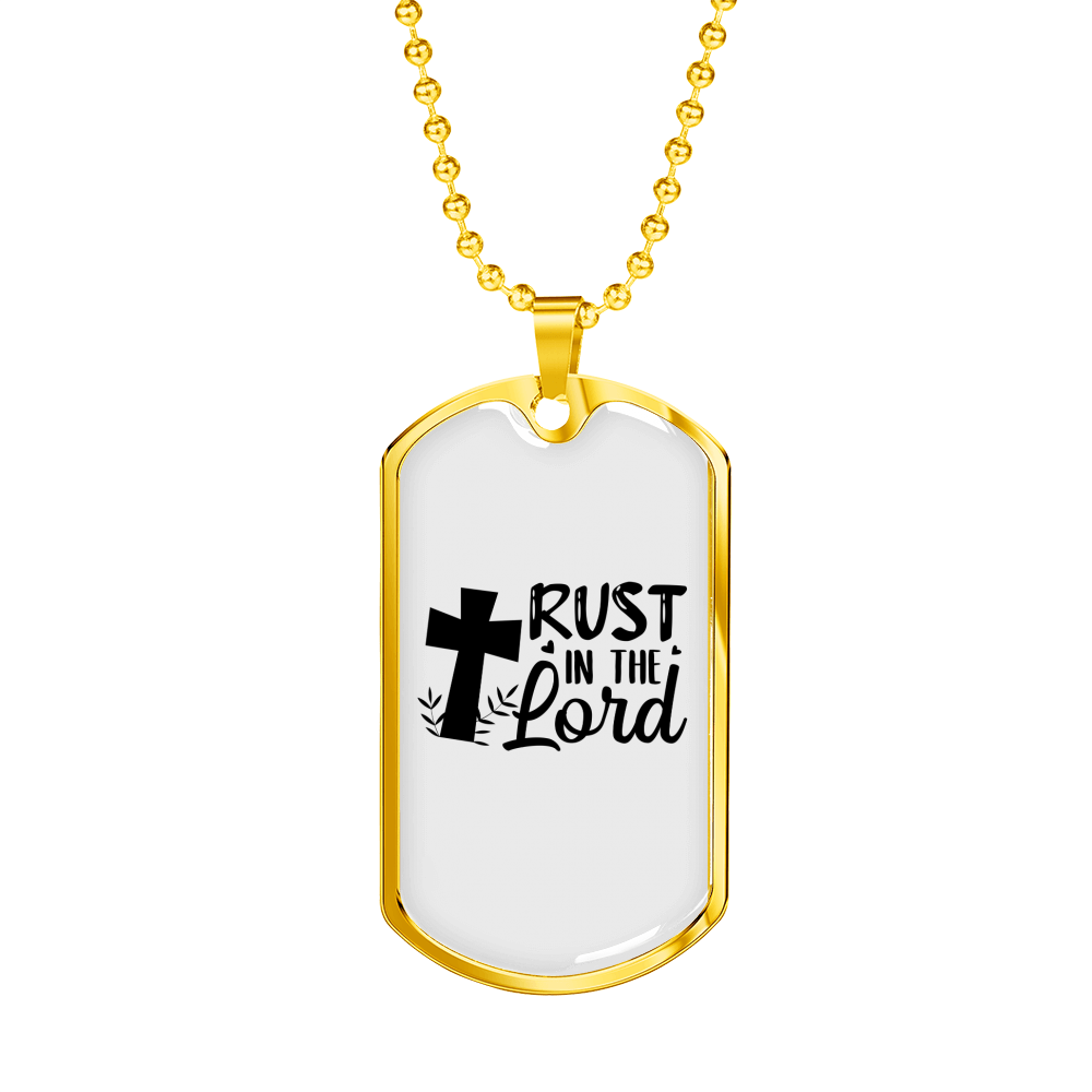 Trust The Lord Cross Christian Necklace Stainless Steel or 18k Gold Dog Tag 24" Chain-Express Your Love Gifts