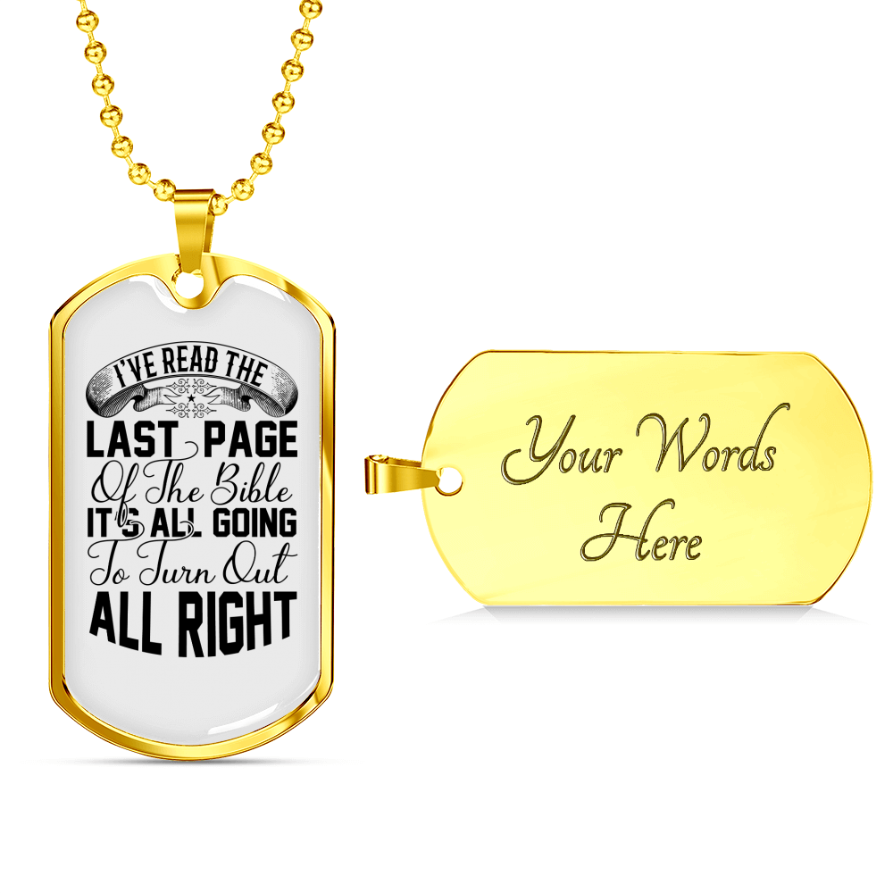 Turn Out Alright Christian Necklace Stainless Steel or 18k Gold Dog Tag 24" Chain-Express Your Love Gifts