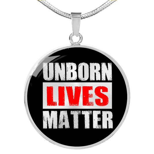 Unborn Lives Matter Prolife Circle Necklace Stainless Steel or 18k Gold 18-22"-Express Your Love Gifts