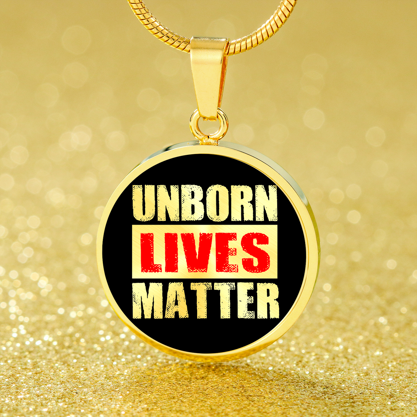 Unborn Lives Matter Prolife Circle Necklace Stainless Steel or 18k Gold 18-22"-Express Your Love Gifts