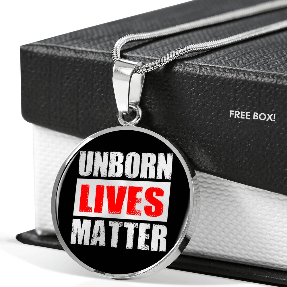 Unborn Lives Matter Prolife Circle Necklace Stainless Steel or 18k Gold 18-22"-Express Your Love Gifts
