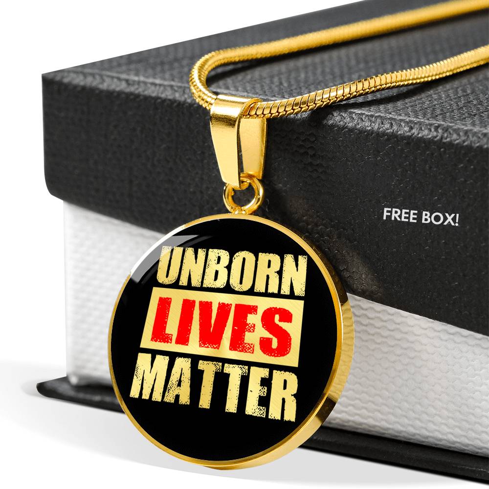 Unborn Lives Matter Prolife Circle Necklace Stainless Steel or 18k Gold 18-22"-Express Your Love Gifts