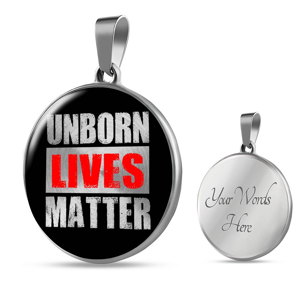 Unborn Lives Matter Prolife Circle Necklace Stainless Steel or 18k Gold 18-22"-Express Your Love Gifts