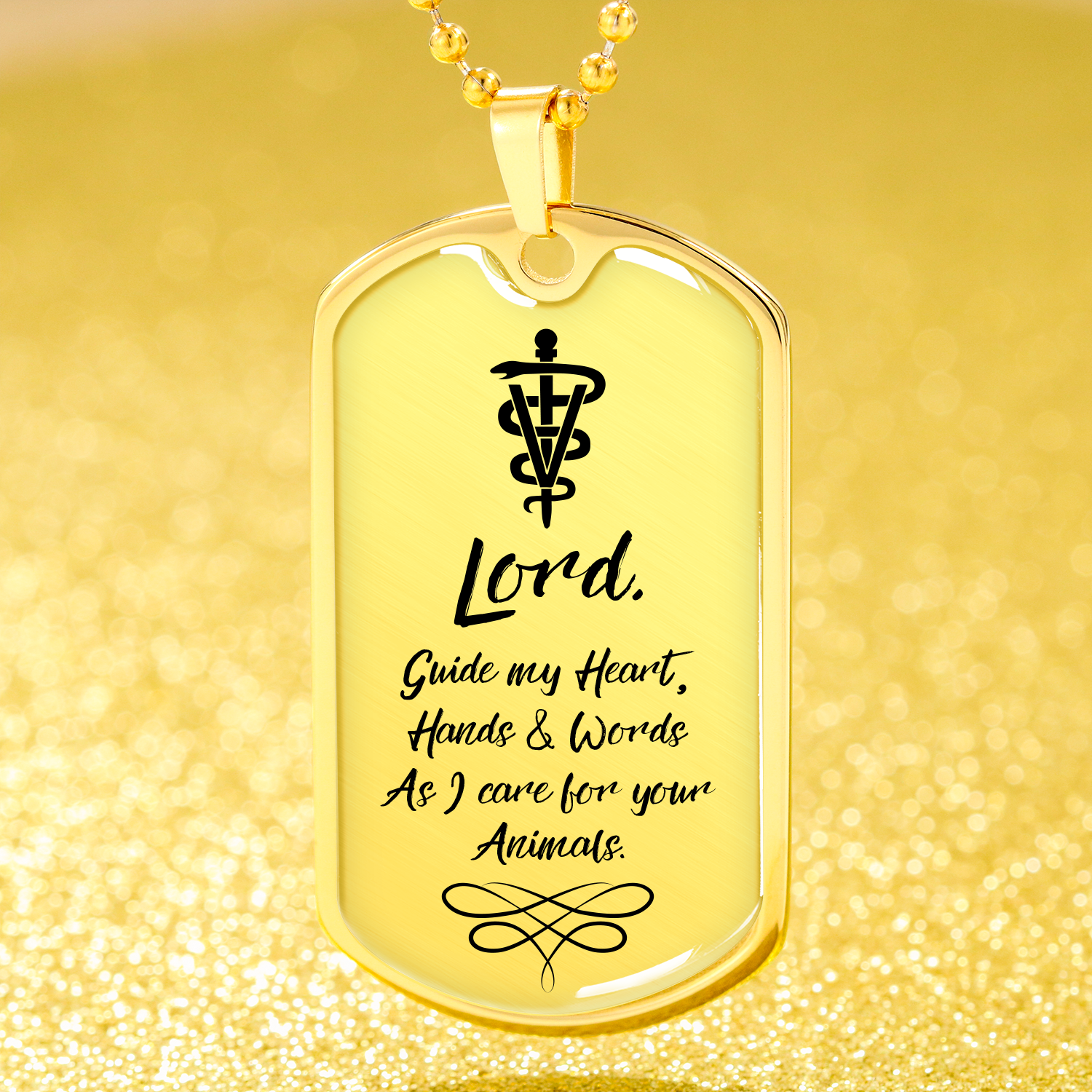 Veterinarians Prayer Vet Necklace Stainless Steel or 18k Gold Dog Tag 24" Chain - Express Your Love Gifts