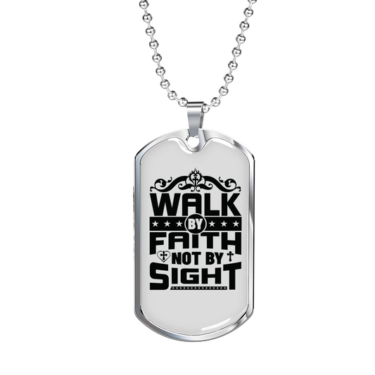 Walk In Faith Christian Necklace Stainless Steel or 18k Gold Dog Tag 24" Chain-Express Your Love Gifts
