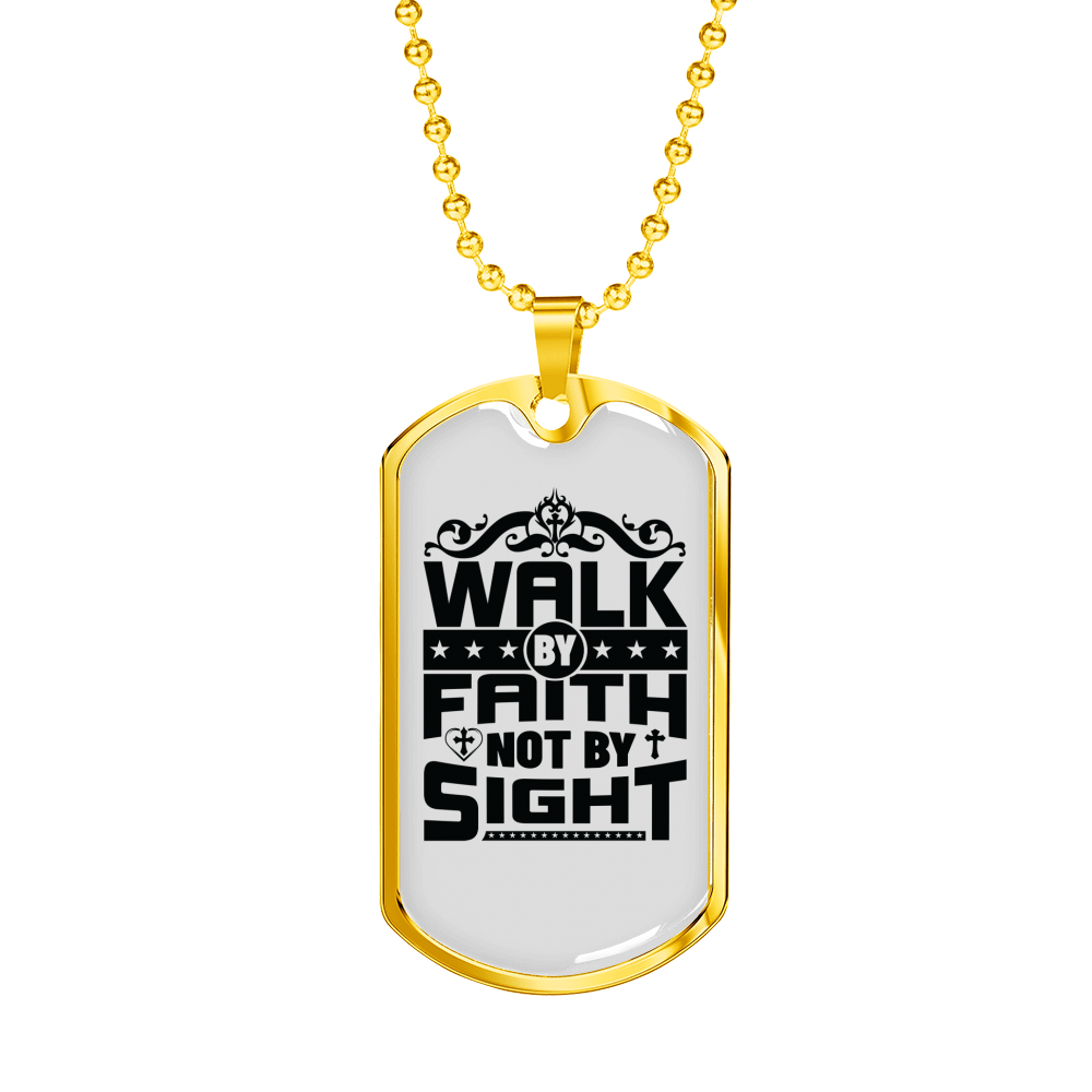Walk In Faith Christian Necklace Stainless Steel or 18k Gold Dog Tag 24" Chain-Express Your Love Gifts
