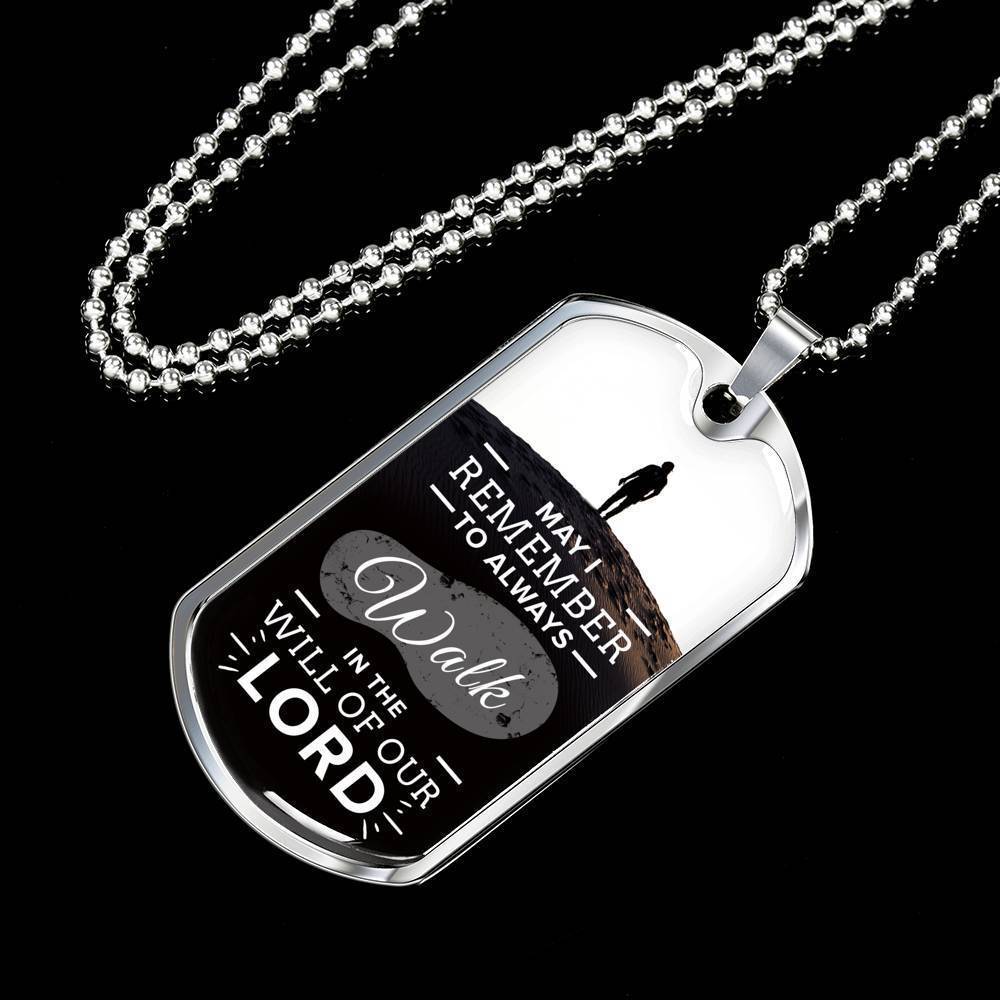 Walk In God's Will Inspirational Stainless Steel or 18k Gold Dog Tag 24" Chain-Express Your Love Gifts