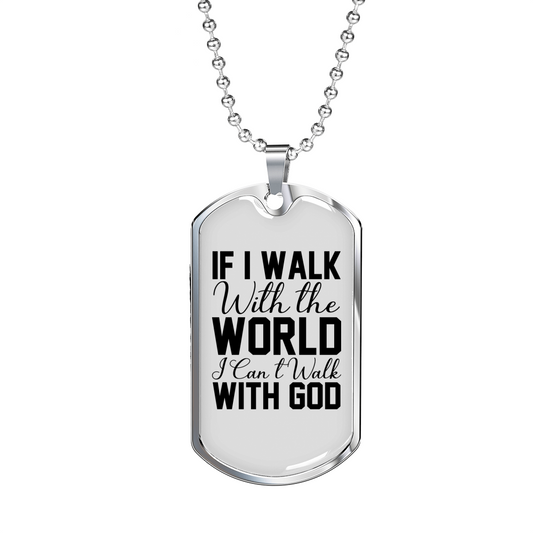 Walk With God Christian Necklace Stainless Steel or 18k Gold Dog Tag 24" Chain-Express Your Love Gifts