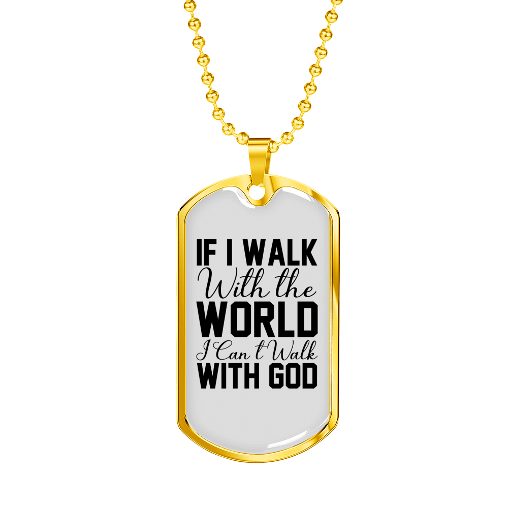 Walk With God Christian Necklace Stainless Steel or 18k Gold Dog Tag 24" Chain-Express Your Love Gifts
