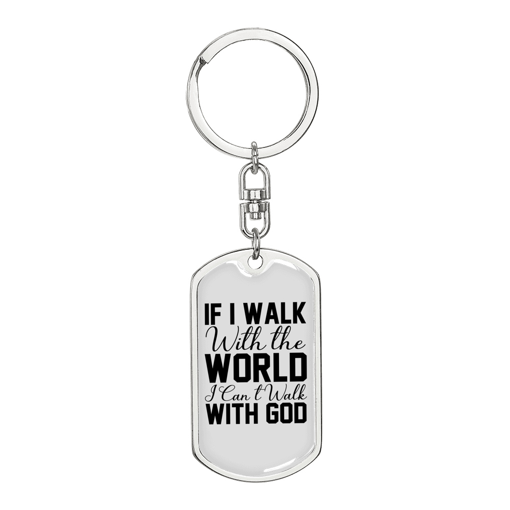 Walk With God Keychain Stainless Steel or 18k Gold Dog Tag Keyring-Express Your Love Gifts