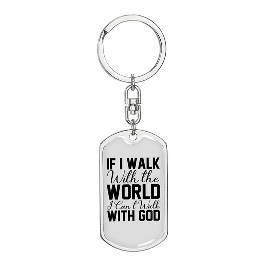 Walk With God Keychain Stainless Steel or 18k Gold Dog Tag Keyring-Express Your Love Gifts