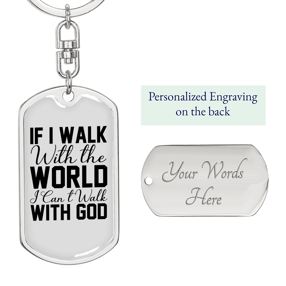Walk With God Keychain Stainless Steel or 18k Gold Dog Tag Keyring-Express Your Love Gifts