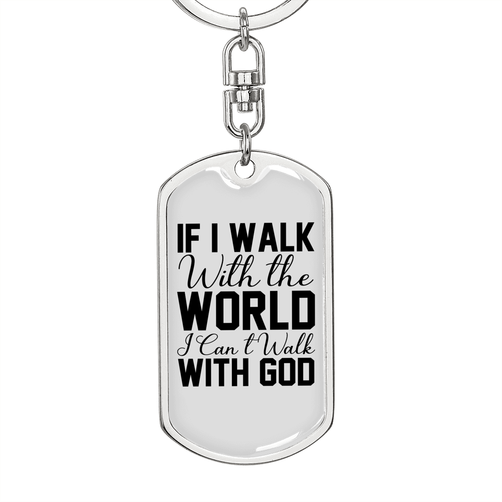 Walk With God Keychain Stainless Steel or 18k Gold Dog Tag Keyring-Express Your Love Gifts
