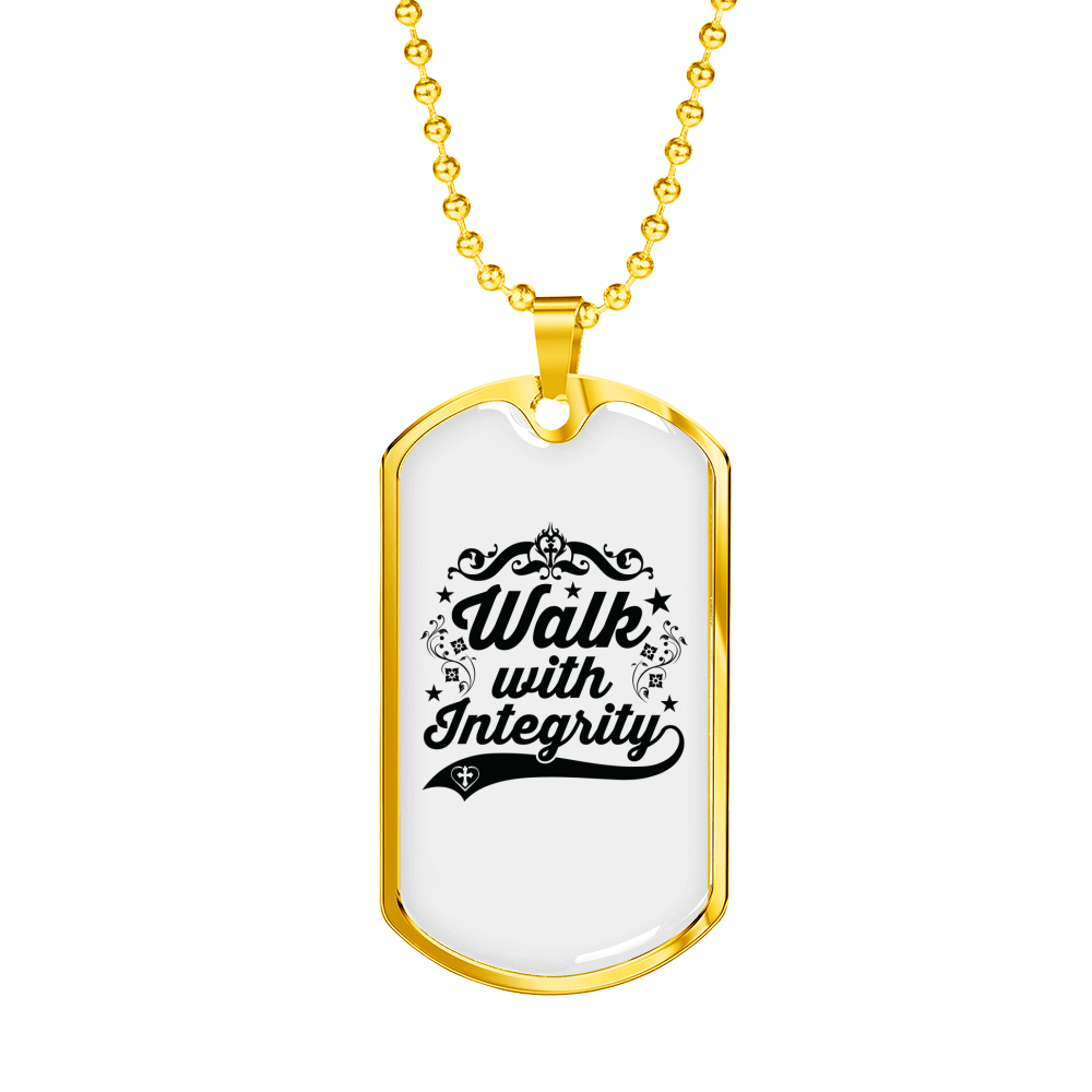 Walk With Integrity Christian Necklace Stainless Steel or 18k Gold Dog Tag 24" Chain-Express Your Love Gifts