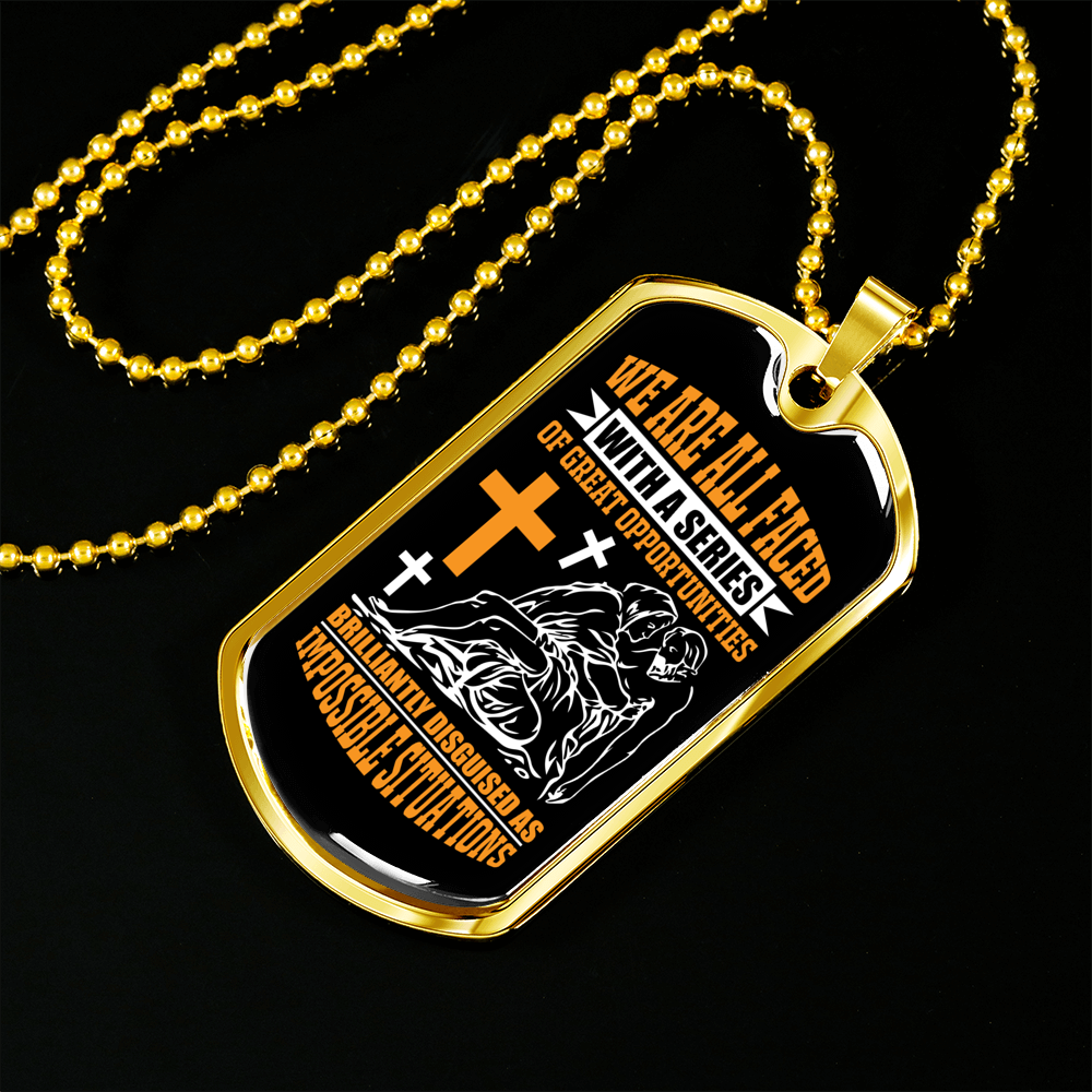 We Are All Faced Necklace Stainless Steel or 18k Gold Dog Tag 24" Chain-Express Your Love Gifts