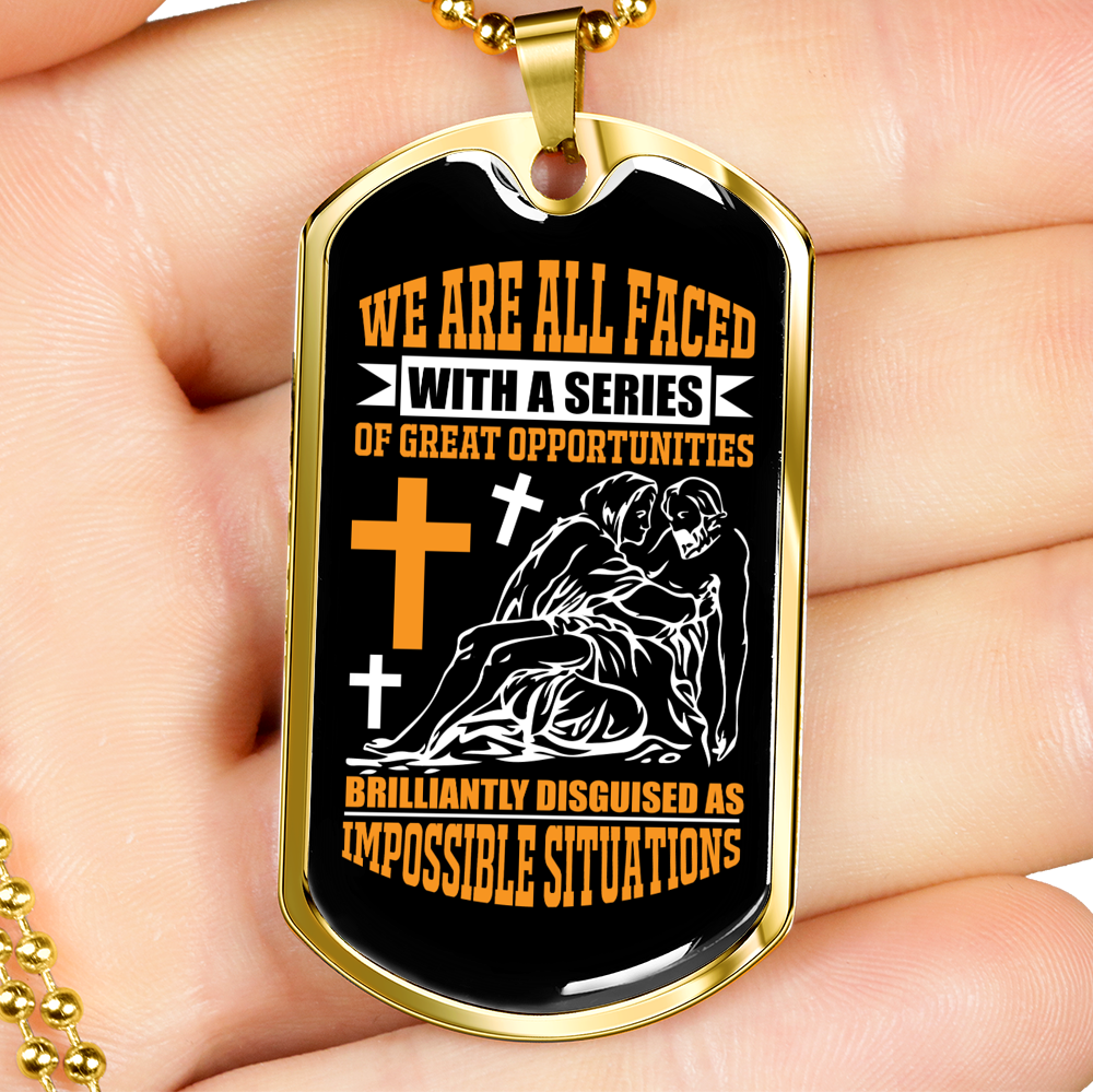 We Are All Faced Necklace Stainless Steel or 18k Gold Dog Tag 24" Chain-Express Your Love Gifts