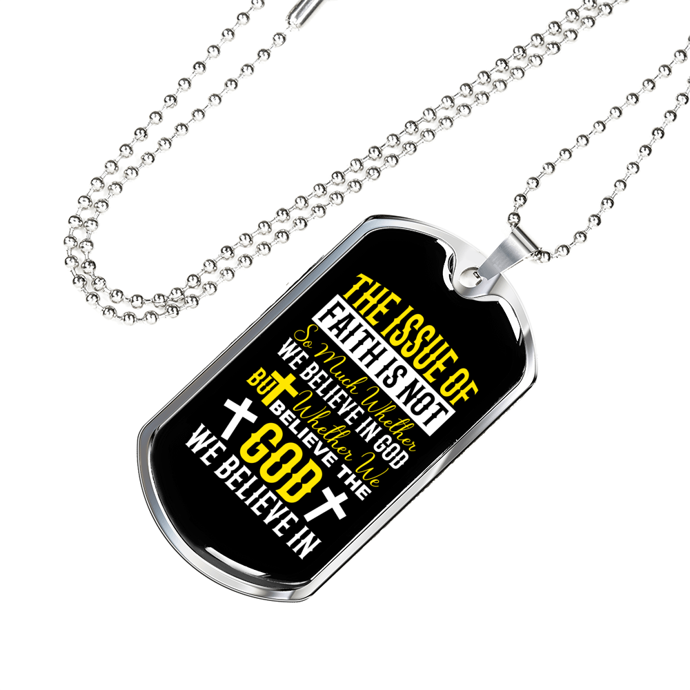 We Believe In God Christian Necklace Stainless Steel or 18k Gold Dog Tag 24" Chain-Express Your Love Gifts